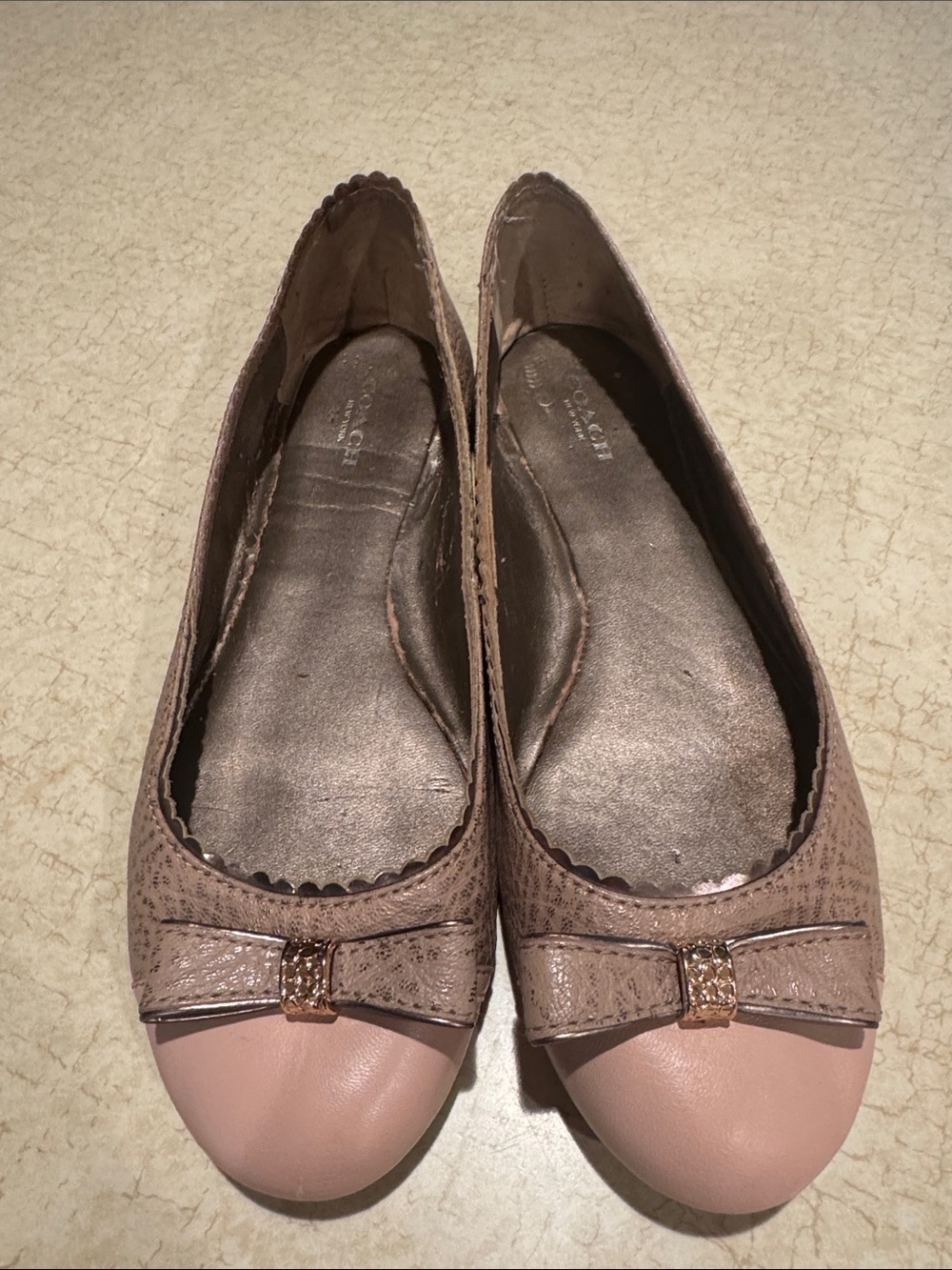 Coach Pink Cap-Toe Bow Ballet Flats